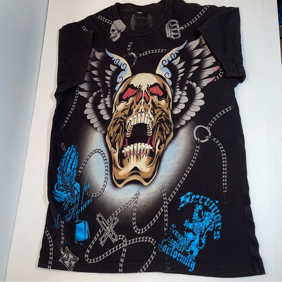 Skull with Wings Black T-Shirt - Picture 2 of 10